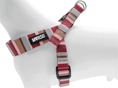Morso Mini-Hundegeschirr Einstellbar Recycelt Skyline Rot/Rosa