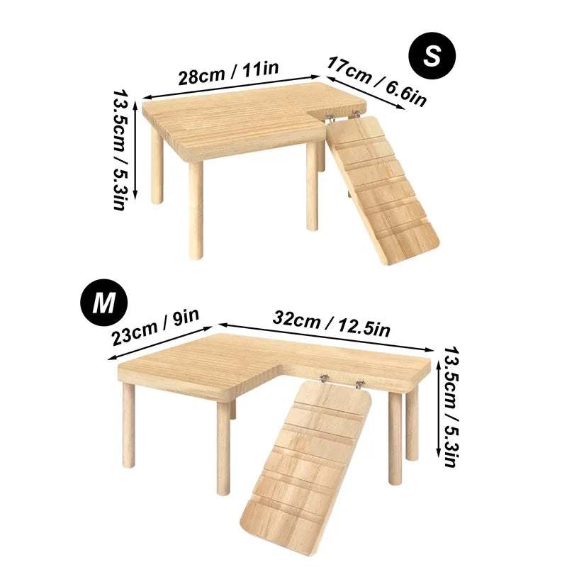 Kleintierplattform und Treppe für Mäuse und Hamster aus Holz